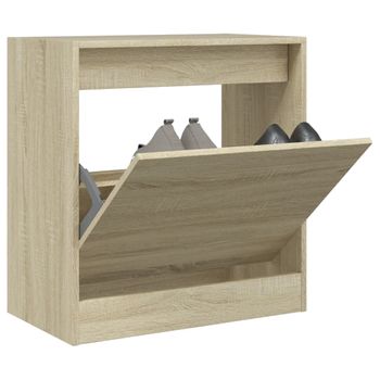 Vidaxl Zapatero De Madera De Ingeniería Roble Sonoma 60x34x63,5 Cm Marrón