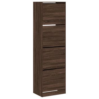 Vidaxl Mueble Zapatero 4 Cajones Abatibles Marrón Roble 60x42x204 Cm