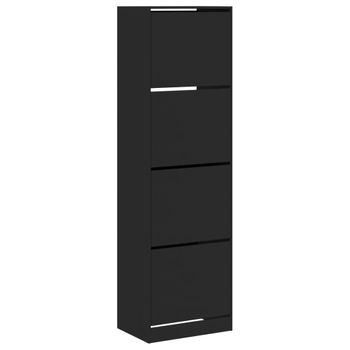 Vidaxl Mueble Zapatero Con 4 Cajones Abatibles Negro 60x42x204 Cm