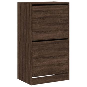 Vidaxl Mueble Zapatero 2 Cajones Abatibles Marrón Roble 60x42x108 Cm