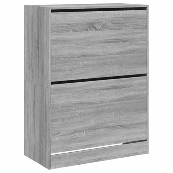 Vidaxl Mueble Zapatero 2 Cajones Abatibles Gris Sonoma 80x42x108 Cm