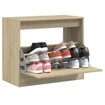 Vidaxl Zapatero De Madera De Ingeniería Roble Sonoma 80x42x69 Cm Marrón