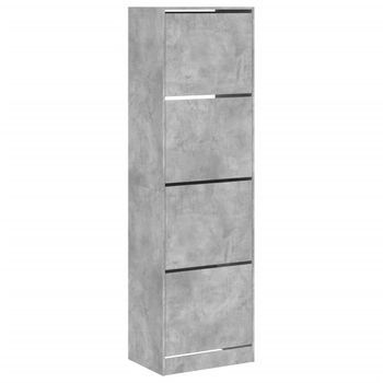 Vidaxl Mueble Zapatero 4 Cajones Abatibles Gris Hormigón 60x42x204 Cm