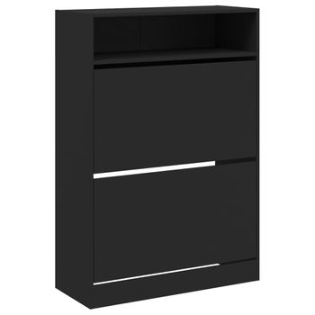 Vidaxl Mueble Zapatero Con 2 Cajones Abatibles Negro 80x34x116 Cm