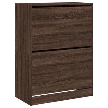 Vidaxl Mueble Zapatero 2 Cajones Abatibles Marrón Roble 80x42x108 Cm