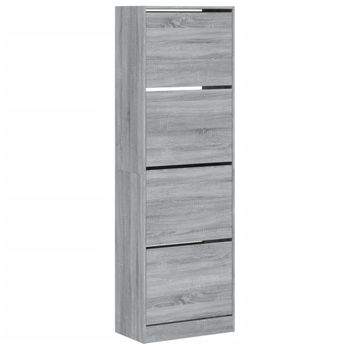 Vidaxl Mueble Zapatero 4 Cajones Abatibles Gris Sonoma 60x34x187,5 Cm