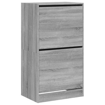 Vidaxl Mueble Zapatero 2 Cajones Abatibles Gris Sonoma 60x42x108 Cm