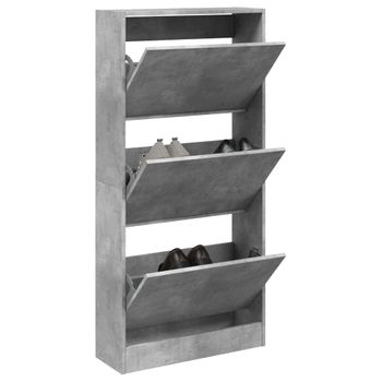 Vidaxl Zapatero De Madera De Ingeniería Gris Hormigón 60x21x125,5 Cm