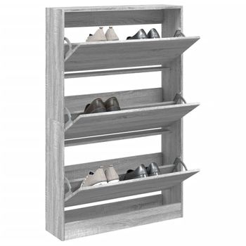 Vidaxl Zapatero De Madera De Ingeniería Gris Sonoma 80x21x125,5 Cm