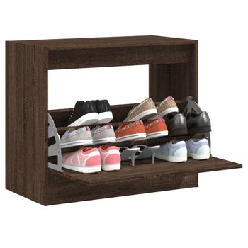 Vidaxl Zapatero De Madera De Ingeniería Marrón Roble 80x42x69 Cm