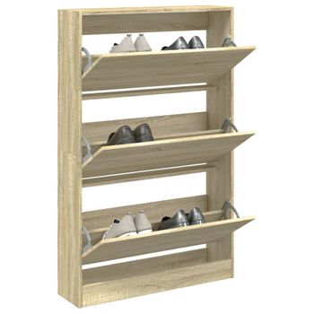 Vidaxl Zapatero De Madera De Ingeniería Roble Sonoma 80x21x125,5 Cm Marrón