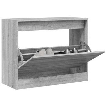 Vidaxl Zapatero De Madera De Ingeniería Gris Sonoma 80x34x63 Cm