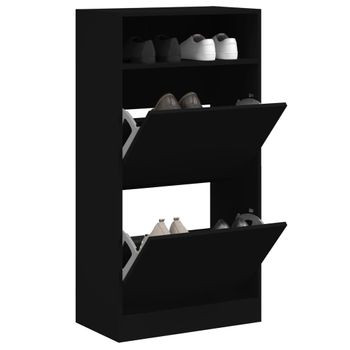 Vidaxl Zapatero De Madera De Ingeniería Negro 60x34x116 Cm