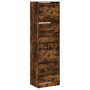 Vidaxl Mueble Zapatero 4 Cajones Abatibles Roble Ahumado 60x42x204 Cm Marrón