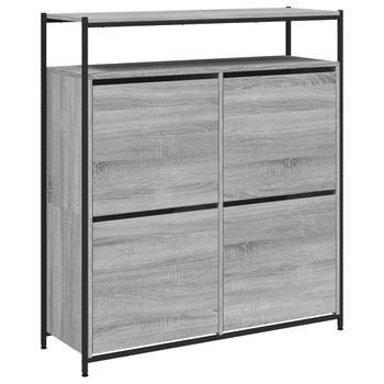 Vidaxl Mueble Zapatero 4 Cajones Abatibles Gris Sonoma 100x34x112 Cm