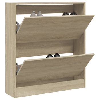 Vidaxl Zapatero De Madera De Ingeniería Roble Sonoma 80x21x87,5 Cm Marrón