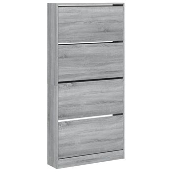 Vidaxl Mueble Zapatero 4 Cajones Abatibles Gris Sonoma 80x21x163,5 Cm