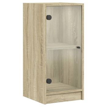 Armario Auxiliar Puertas De Vidrio Roble Sonoma 35x37x75,5 Cm Marrón