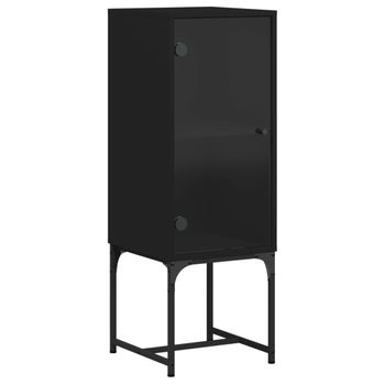 Vidaxl Armario Auxiliar Con Puerta De Vidrio Negro 35x37x100 Cm