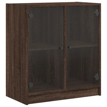 Armario Auxiliar Puertas De Vidrio Marrón Roble 68x37x75,5 Cm