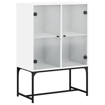 Armario Auxiliar Con Puertas De Vidrio Blanco 69x37x100 Cm