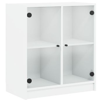 Armario Auxiliar Con Puertas De Vidrio Blanco 68x37x75,5 Cm