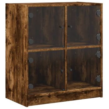 Armario Auxiliar Puertas De Vidrio Roble Sonoma 68x37x75,5 Cm Marrón