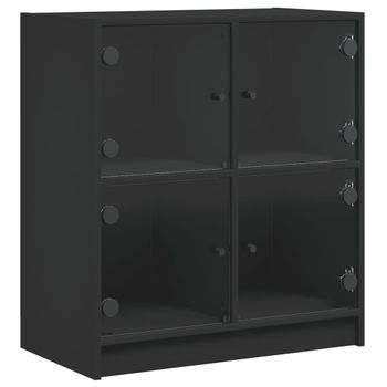 Armario Auxiliar Con Puertas De Vidrio Negro 68x37x75,5 Cm