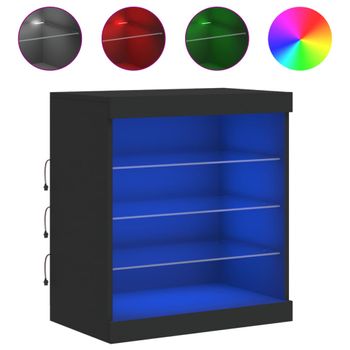 Vidaxl Aparador Con Luces Led Negro 60,5x37x67 Cm