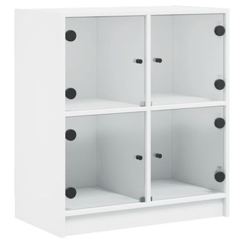 Armario Auxiliar Con Puertas De Vidrio Blanco 68x37x75,5 Cm