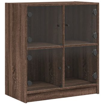 Armario Auxiliar Puertas De Vidrio Marrón Roble 68x37x75,5 Cm