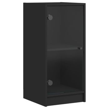 Armario Auxiliar Con Puertas De Vidrio Negro 35x37x75,5 Cm