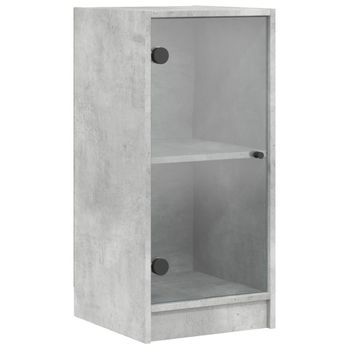 Armario Auxiliar Puertas De Vidrio Gris Hormigón 35x37x75,5 Cm