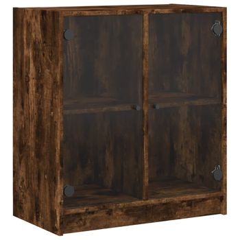 Armario Auxiliar Puertas De Vidrio Roble Sonoma 68x37x75,5 Cm Marrón