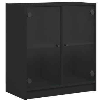 Armario Auxiliar Con Puertas De Vidrio Negro 68x37x75,5 Cm