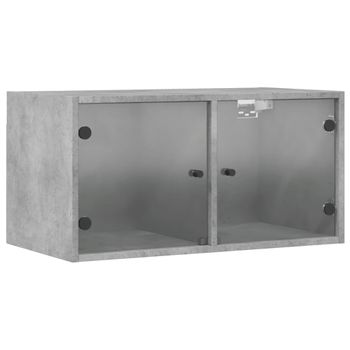 Mueble De Pared Puertas De Vidrio Gris Hormigón 68,5x37x35 Cm