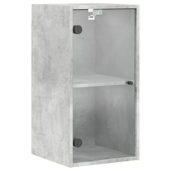 Mueble De Pared Puertas De Vidrio Gris Hormigón 35x37x68,5 Cm