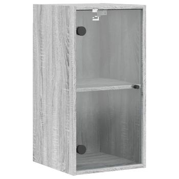 Mueble De Pared Puertas De Vidrio Gris Sonoma 35x37x68,5 Cm