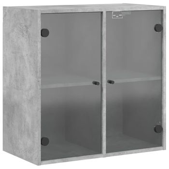 Mueble De Pared Puertas De Vidrio Gris Hormigón 68x37x68,5 Cm