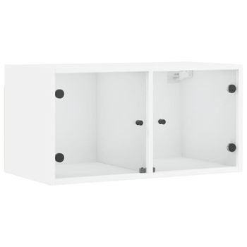 Mueble De Pared Con Puertas De Vidrio Blanco 68,5x37x35 Cm