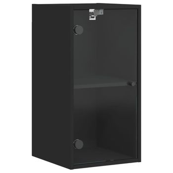 Mueble De Pared Con Puertas De Vidrio Negro 35x37x68,5 Cm