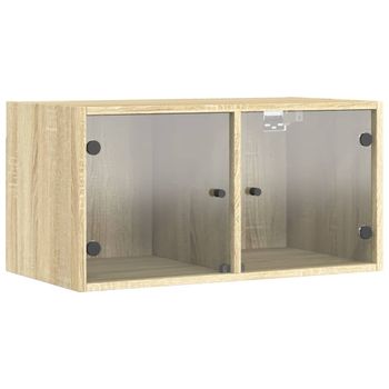 Mueble De Pared Puertas De Vidrio Roble Sonoma 68,5x37x35 Cm Marrón