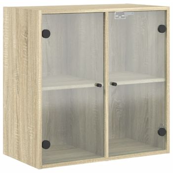 Mueble De Pared Puertas De Vidrio Roble Sonoma 68x37x68,5 Cm Marrón