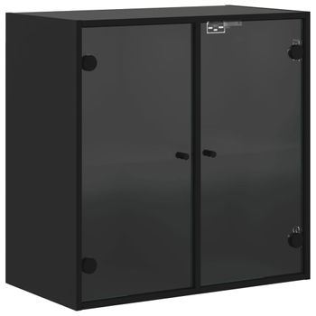 Mueble De Pared Con Puertas De Vidrio Negro 68x37x68,5 Cm