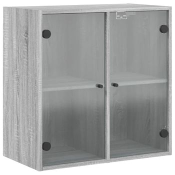 Mueble De Pared Puertas De Vidrio Gris Sonoma 68x37x68,5 Cm