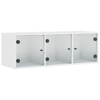 Mueble De Pared Con Puertas De Vidrio Blanco 102x37x35 Cm