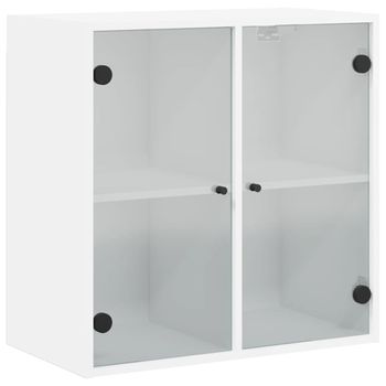 Mueble De Pared Con Puertas De Vidrio Blanco 68x37x68,5 Cm