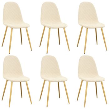 Sillas De Comedor 6 Unidades Terciopelo Blanco Crema