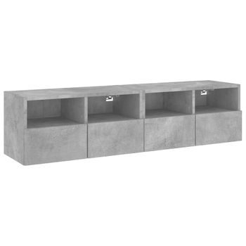 Vidaxl Muebles De Pared Para Tv 2 Uds Madera Gris Hormigón 60x30x30 Cm