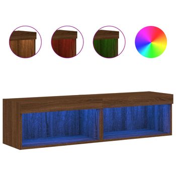 Vidaxl Muebles De Tv Con Luces Led 2 Uds Marrón Roble 60x30x30 Cm